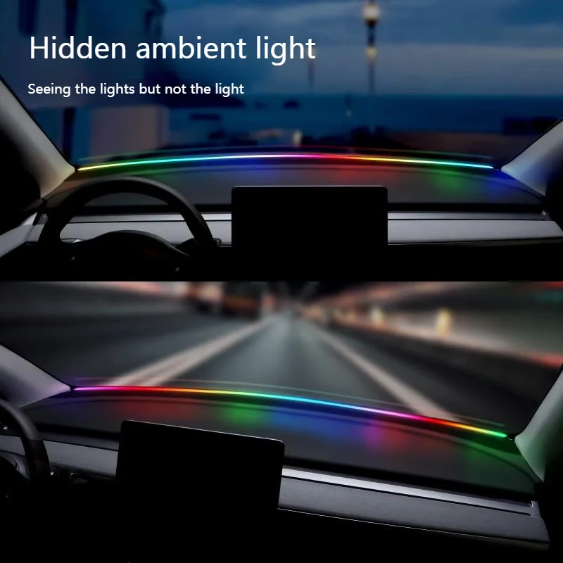 

150cm LED Car Ambient Light Front Dashboard Windshield Interior Atmosphere Lamp App Controls