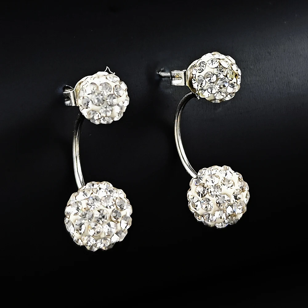 2024 New Round Ball Beads Crystal Dangle Drop Earring for Women Fashion Christmas Gifts Hook Jewelry E1902