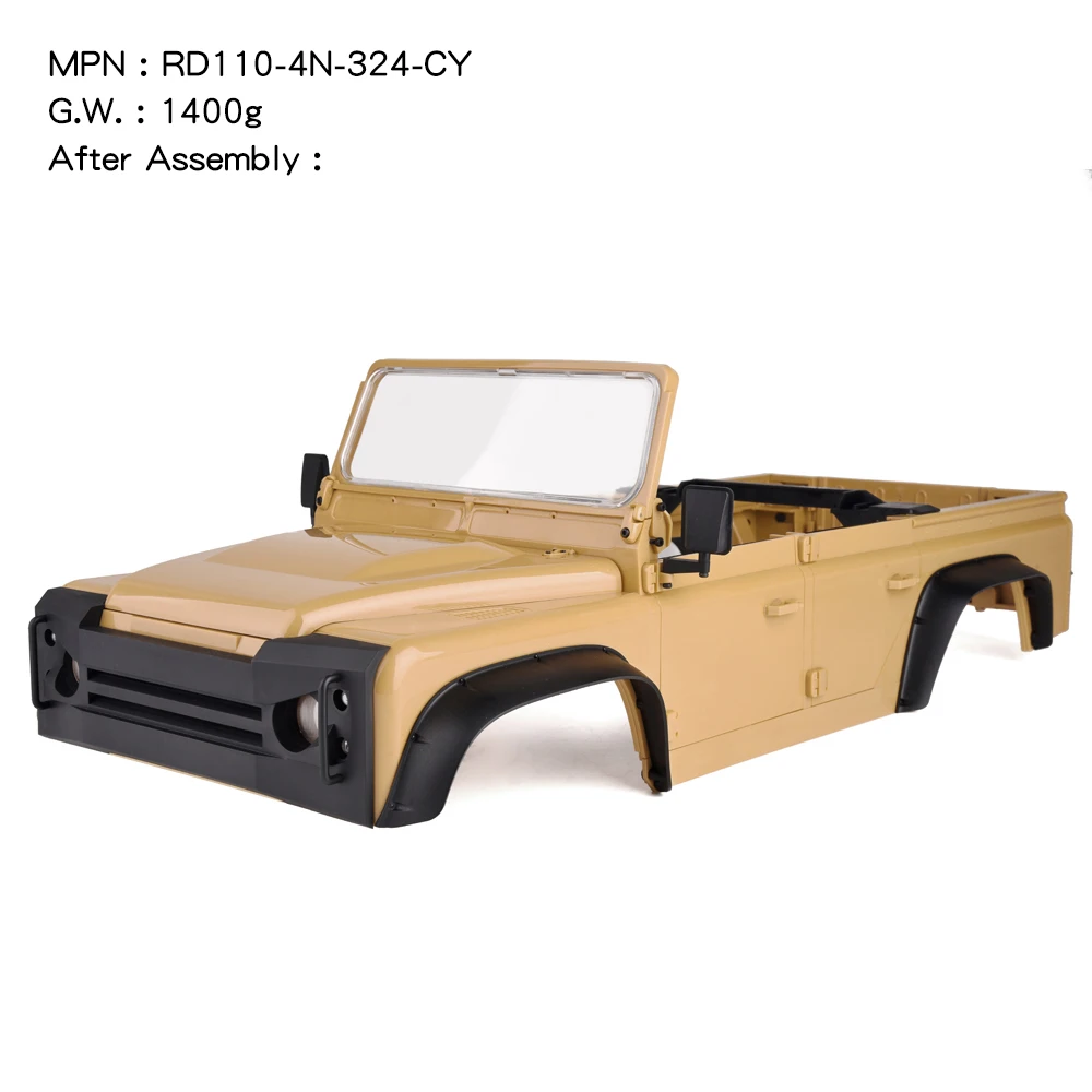 RC Dream RD110 Wild-Defender 324mm Hard Rc Shell - ترقية لاقط كابينة واحدة ببابين لـ TRX4/TRX-4 Defender Bronco