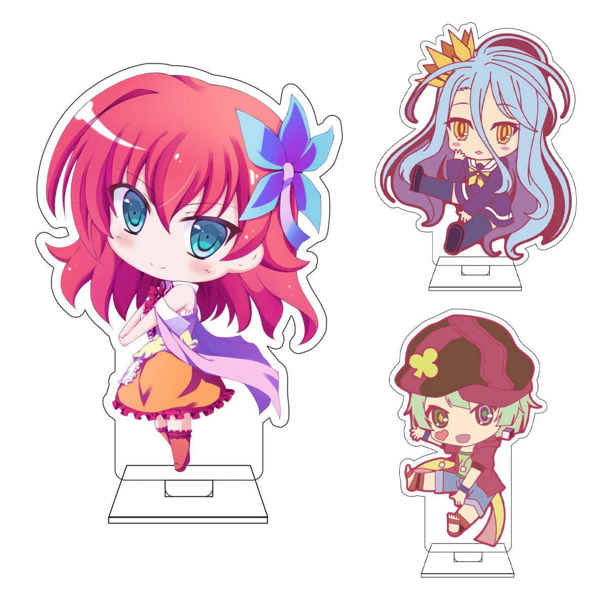 Figura Acrílica de 10CM del Anime NO GAME NO LIFE, Base Decorativa con Personajes de Shiro y Sora, Regalos y Adornos