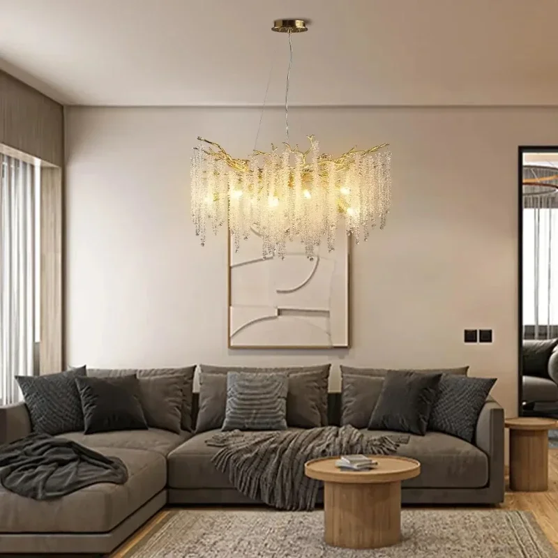 

Nordic Designer Luxury Glucose Living Room Chandeliers Bedroom Warm Romantic Home Decoration Tassel Crystal Pendant Lights LED