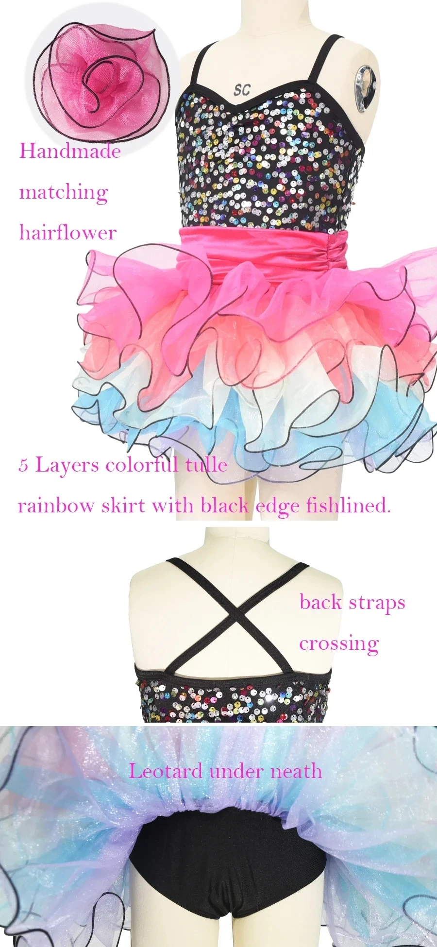 أحجام مخصصة، ألوان مخصصة، ملابس أداء للأطفال والفتيات، ملابس الجاز