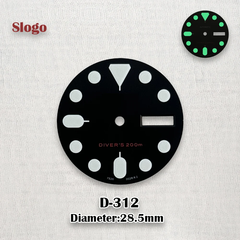 28.5mm NH36 Dial S Dial SKX007 Dial Green Luminous Suitable For NH35/NH36/4R/7S Movement Watch Accessories