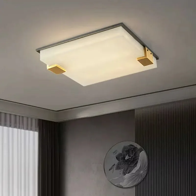 

【From China】Curved Marble Ceiling Lamp Bedroom Homestay Intelligent Voice Control Eye protection Dimming Design