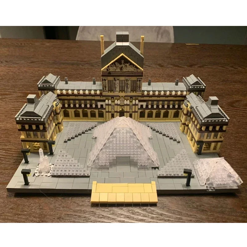 Lezi 8040 World Architecture Mini Building Blocks Paris Louvre Museum 3D Model DIY Diamond Bricks Toy for Children Gifts