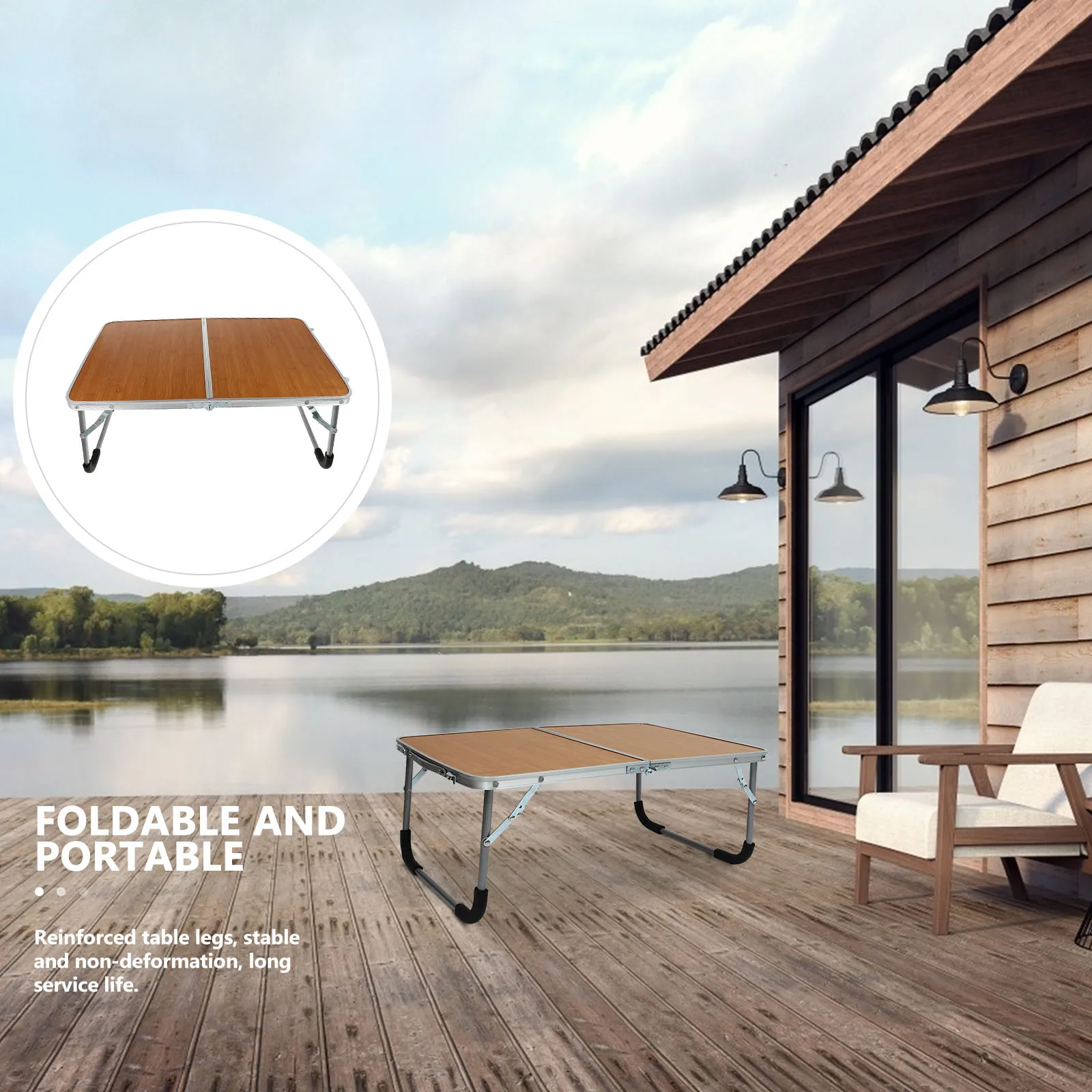 

Folding Mobile Table Use Bed Desk Laptop Aluminum Alloy Bedroom Writing Computer Foldable Wood Wide Space Reinforced