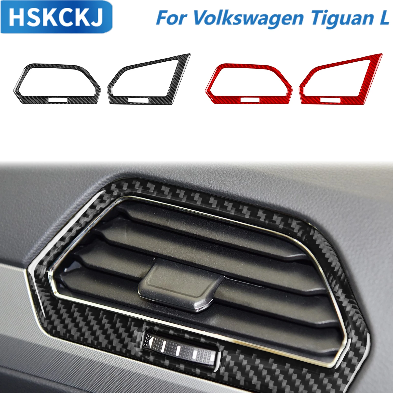 Car Accessories Carbon Fiber Sides AC Air Conditioner Vent Cover Trim Sticker Modification For Volkswagen Tiguan L 2019—2021