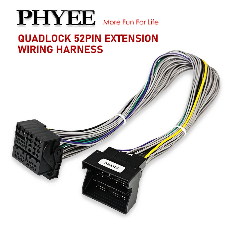 Quadlock 52Pin Extension Wiring Harness 60cm Male to Female Cable Adapter for VW Seat Skoda MQB Platform Golf 7 Stereo Radio