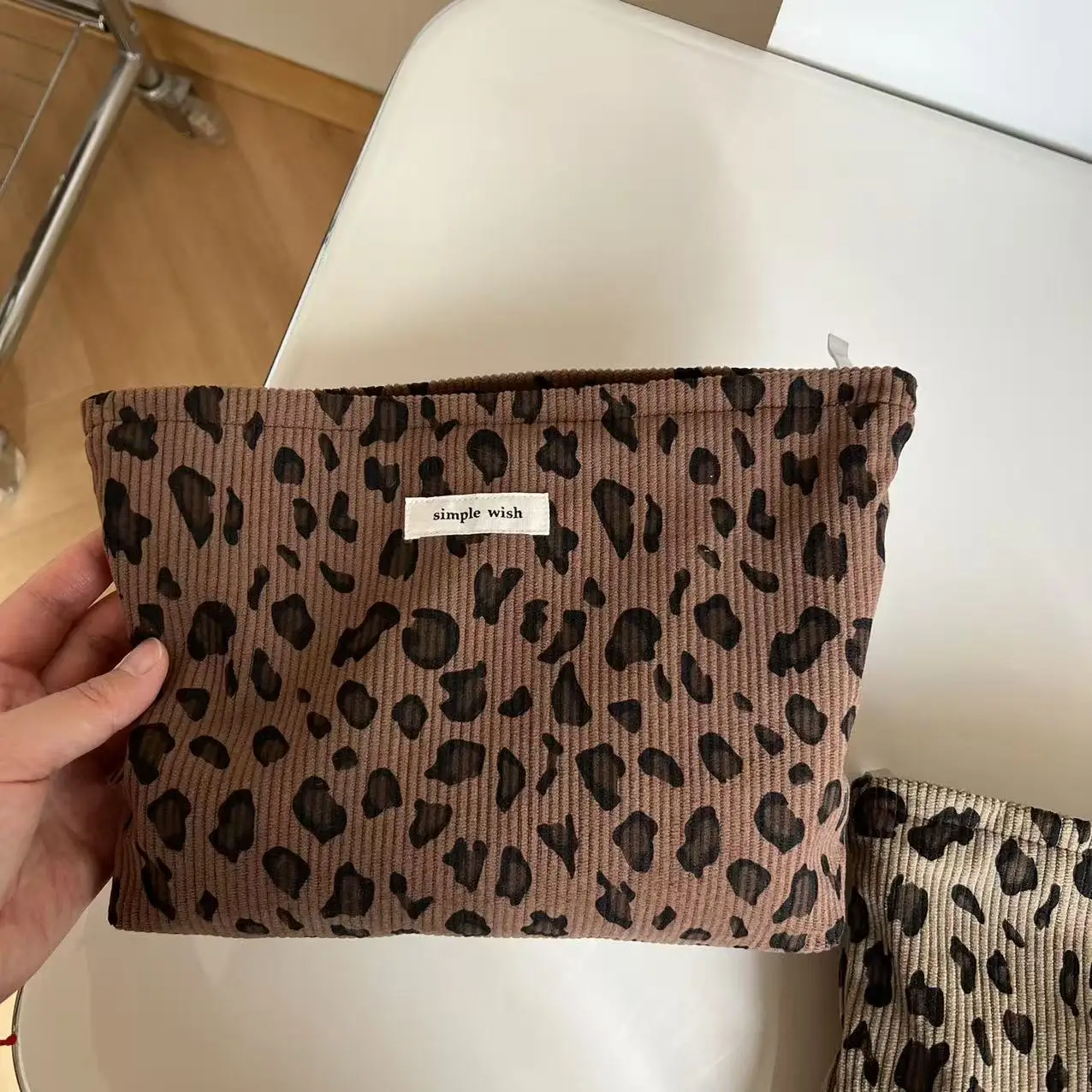 Bolsa de maquiagem retrô de veludo com estampa de leopardo, batom, organizador de cosméticos, bolsa com zíper, viagem, lavagem e armazenamento para mulheres