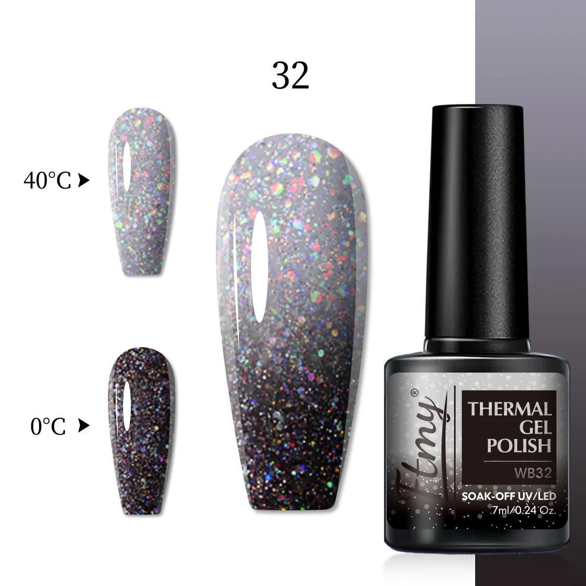 طلاء أظافر لامع بتصميم الهالوين، طلاء جل لامع قابل للإزالة بالأشعة فوق البنفسجية LED، طلاء أظافر متغير المزاج #1