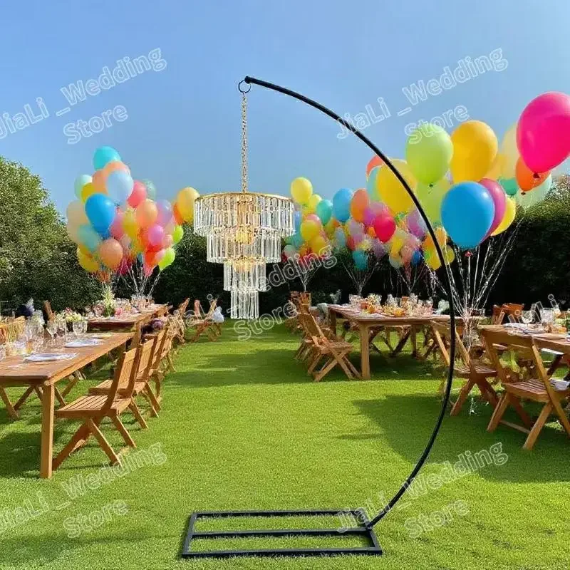 

4pcs Crystal Pendant Hanging Iron Arch Flower Arches Crafts Display Rack Birthday Party Stage Backdrops Table Decorative Prop