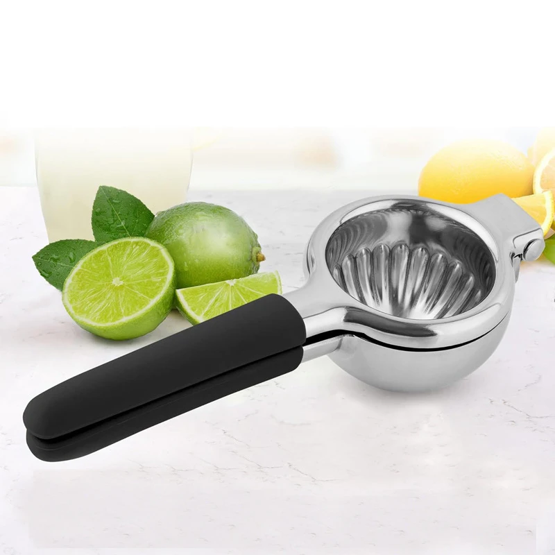 Stainless Steel Lemon Squeezer, Citrus Juicer with Movable Pressing Bowl, Ergonomic Leverage Handle for Easy Squeeze