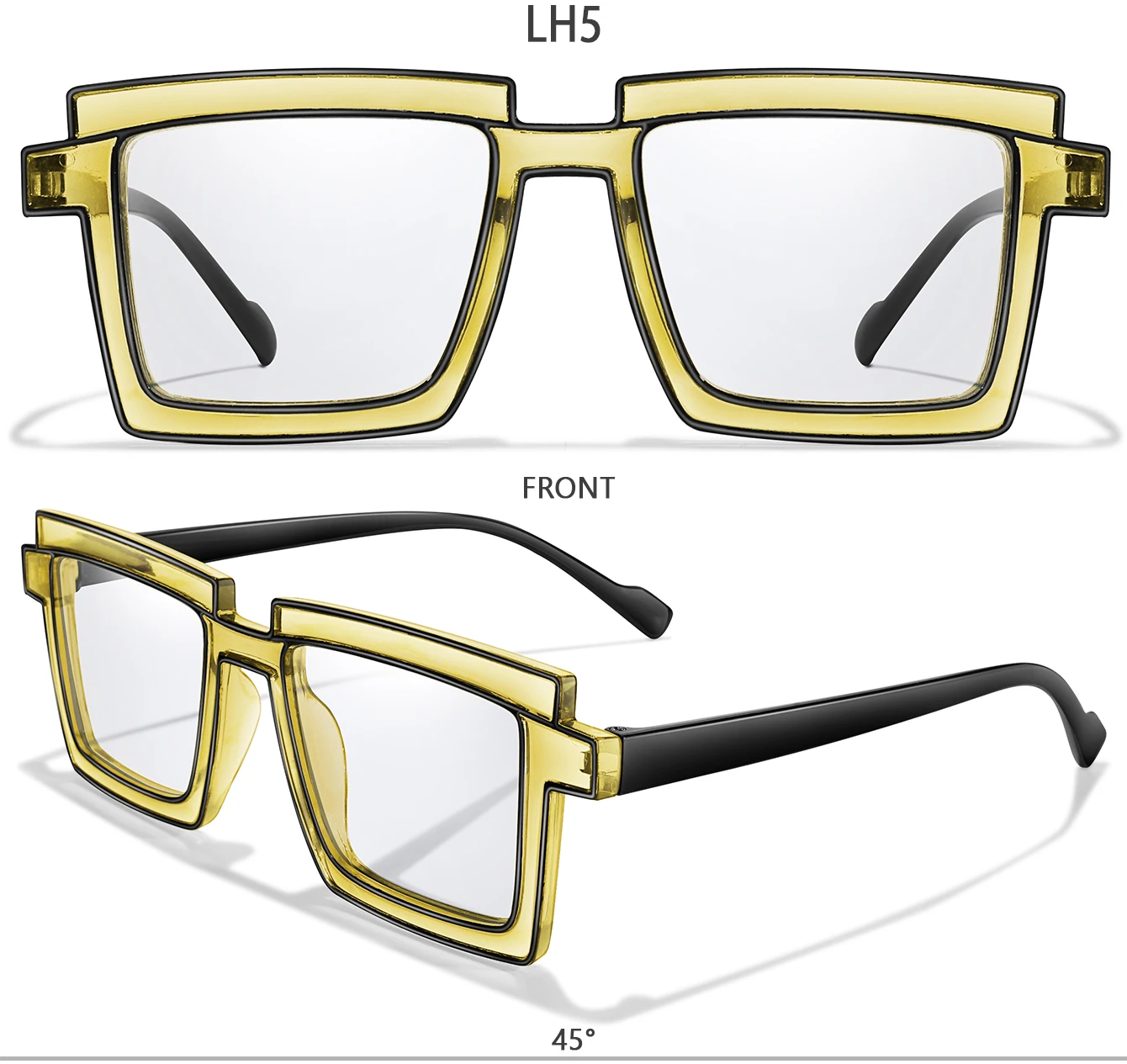 Modische Sonnenbrille für Damen, trendige, niedliche, quadratische, übergroße, transparente Sonnenbrille für den täglichen Outfit, Party, Reisen, Strandurlaub, mit Box – Detail 8