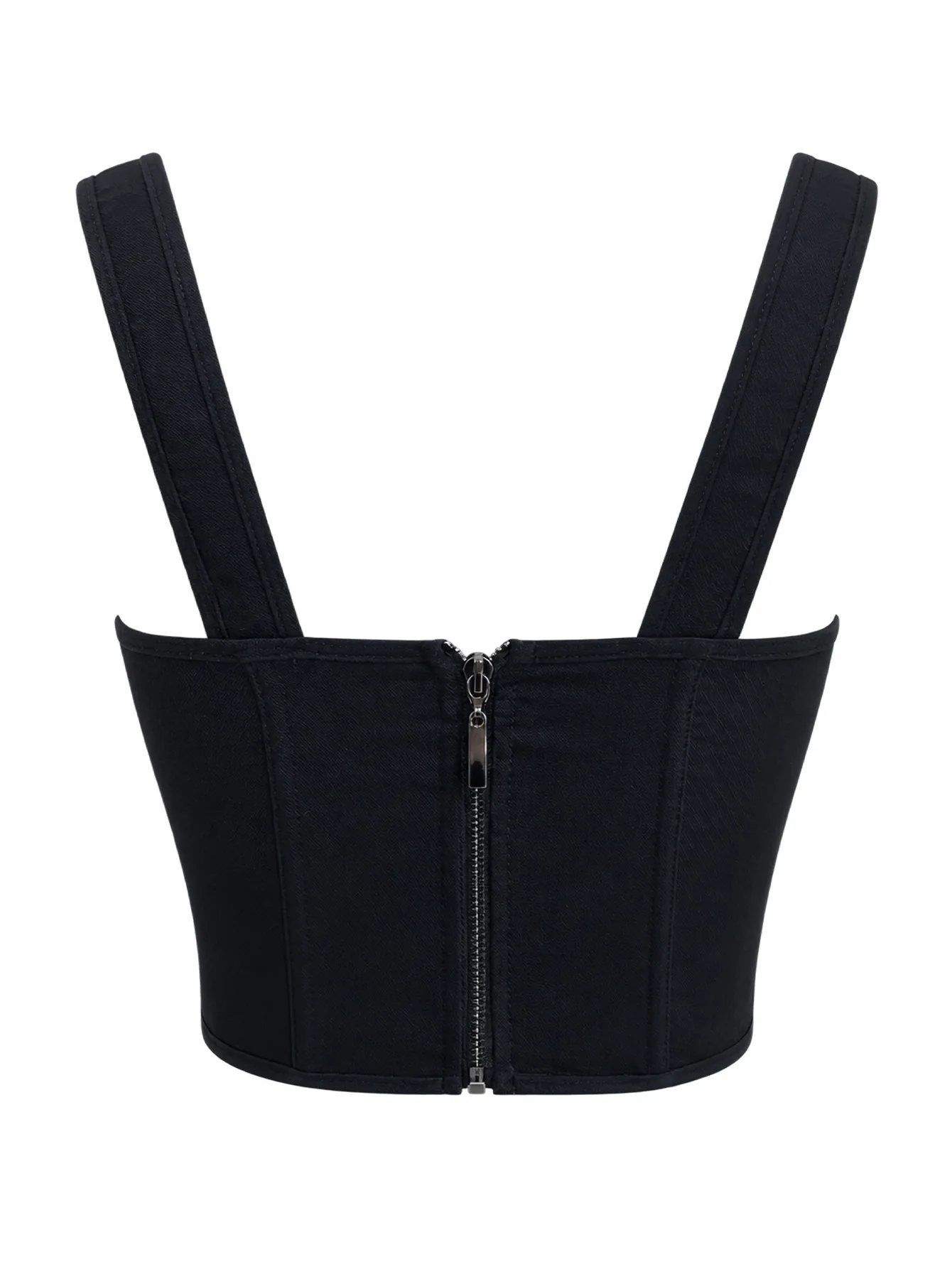 Top Corsé Negro Sexy para Mujer, con Aros, Tirantes Anchos y Cordones, Estilo Gótico, Ropa de Club, Fiesta, Rave