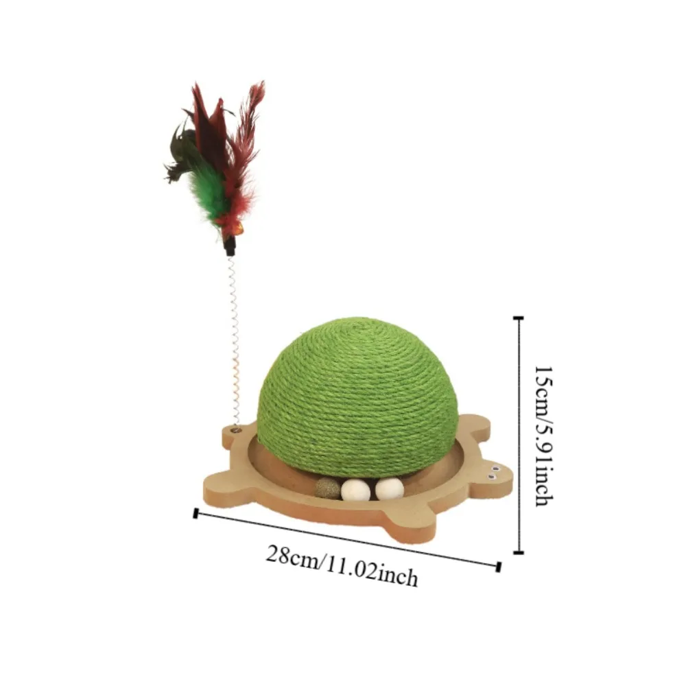 لوحة خدش على شكل سلحفاة مقاومة للاهتراء تفاعلية مع مخالب طحن كرة خدش للقطط والريش والسيزال