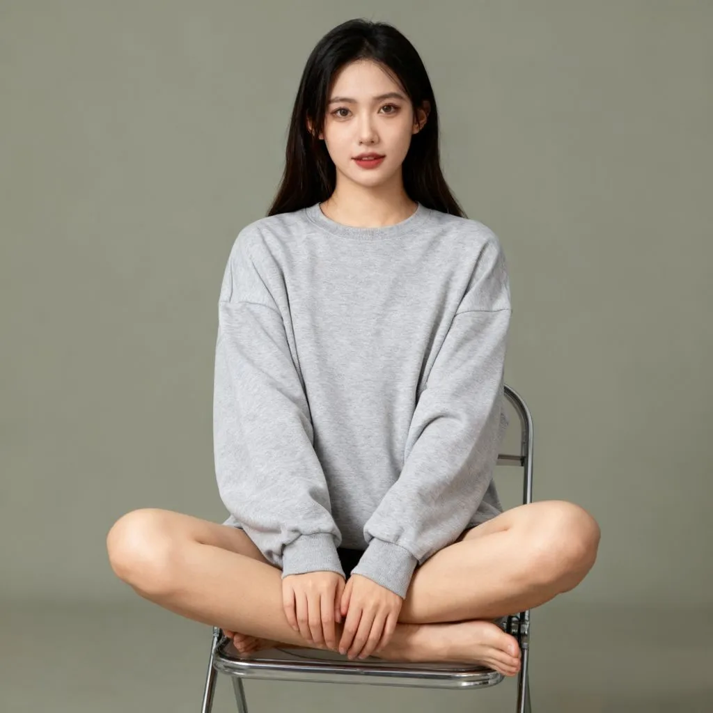 

Махровая толстовка без шапки, женская с длинным рукавом, ранняя осень, стеганая, удобная, для учащихся средней школы, модная, с круглым вырезом, в рубчик