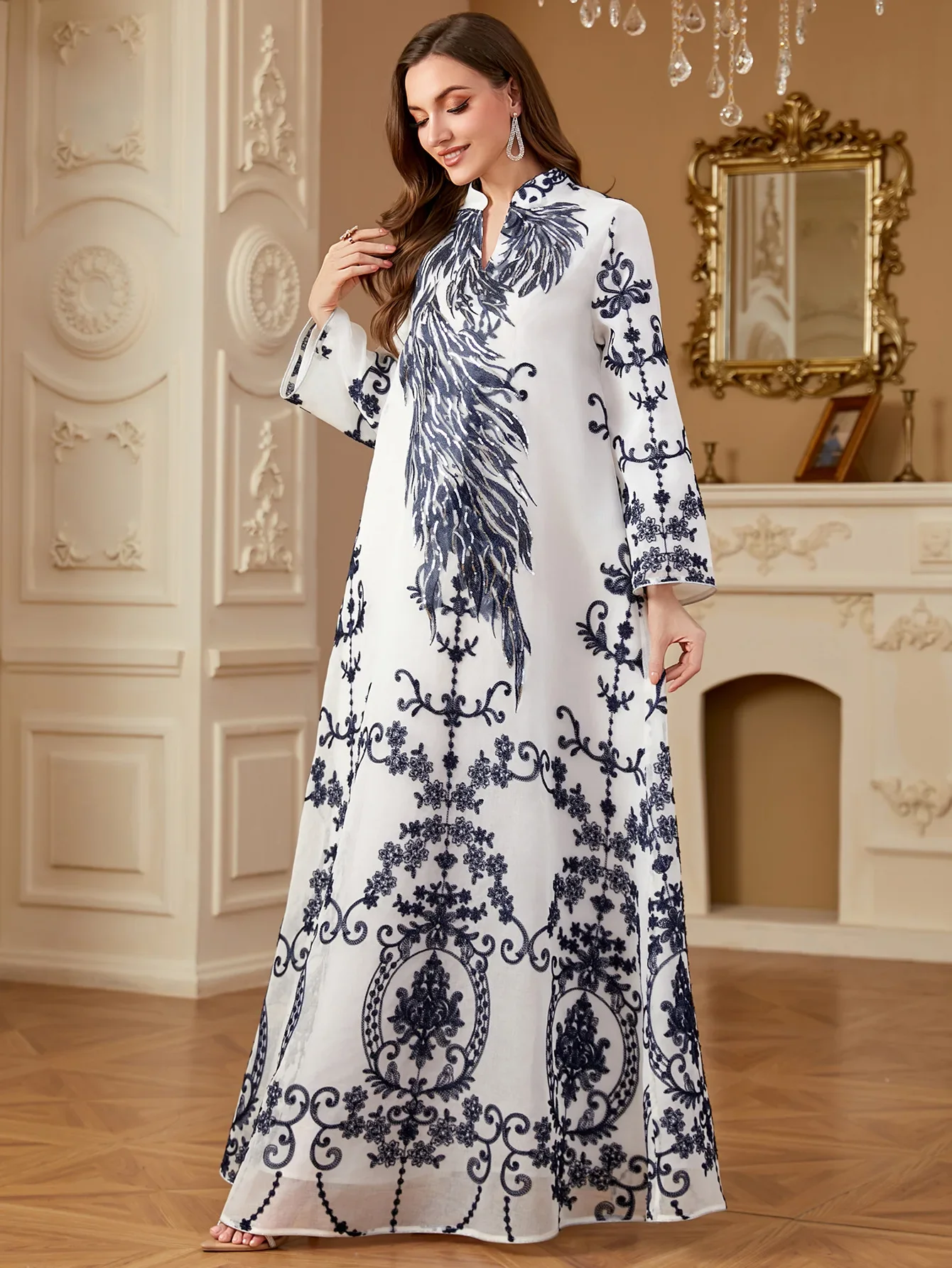 Eid Robe musulmane Abaya robes longues musulmanes broderie robes Largos fête Caftan Jalabiya Ramadan dubaï caftan Robe arabe 2025