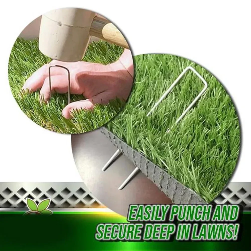 

Stainless Steel Garden Netting Pegs, 10 Pack U Shaped Nail Pins For Securing Erosion Control Fabrics And Sunshade Net