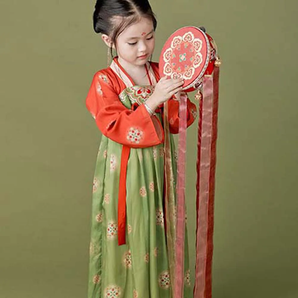 Tang Dynasty Chinese Children Girls Hanfu Cosplay Performance Outfit Ancient Chinese Girls Ancient Dress Polyester