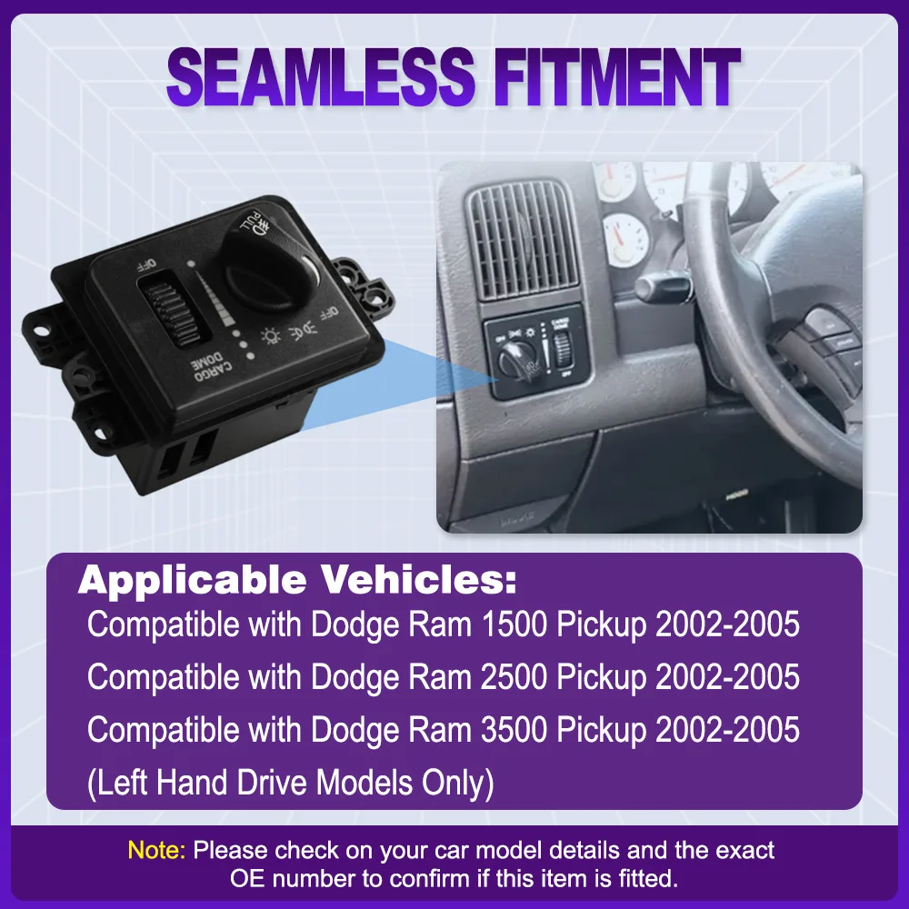 

Headlight Fog Light Control Switch Fit for DODGE RAM 1500 PICKUP 2002-2005 56045537AB