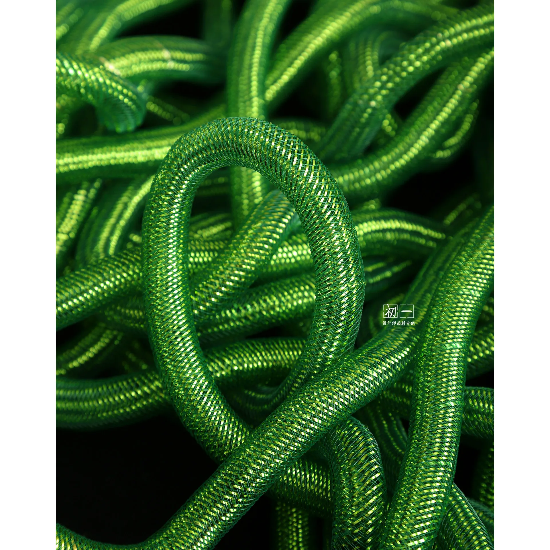 Dark Green Elastic Twisted Mesh Tube Three-Dimensional Modeling Yarn Creative Handmade DIY Accessories Clothing Designer