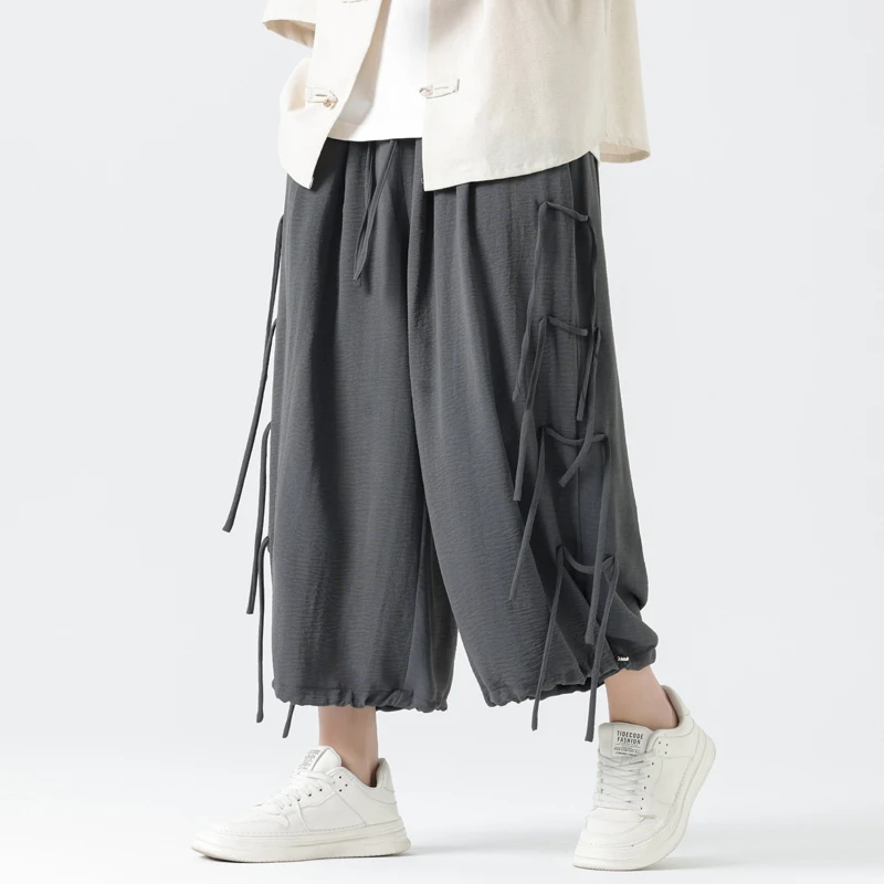 

Summer Lightweight Thin Pants Men Plus Size Loose Casual Wide Leg Skirt Pants Women Oversize Drawstring Sport Harem Trousers