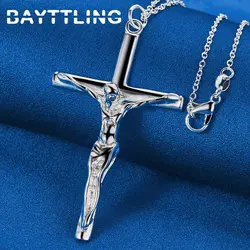 Luxury 925 Sterling Silver 16-30 Inches Fine Cross Necklace For Women Men Charm Wedding Temperament Jewelry Gifts Party