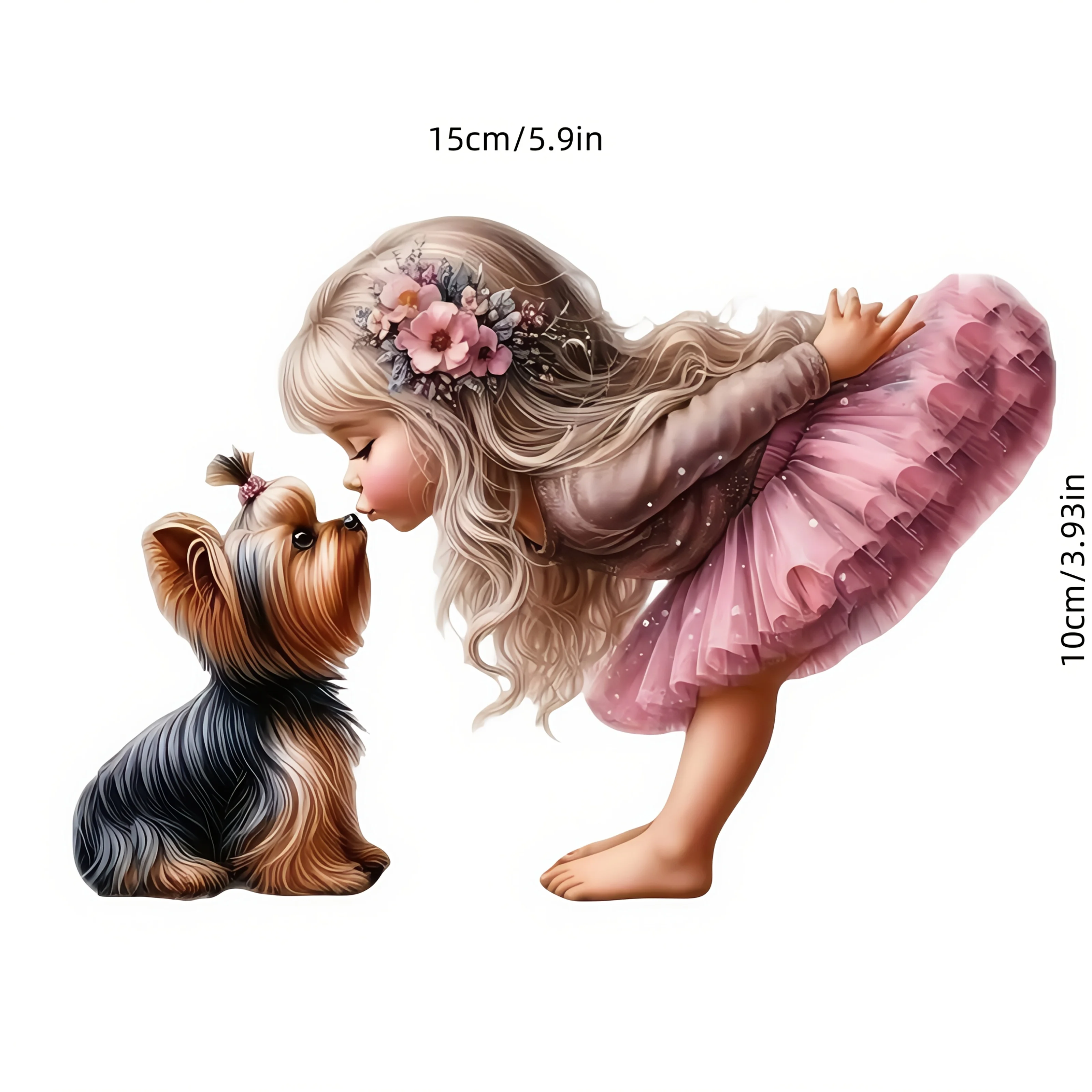 1Pc Pretty Girl Kissing Pet Yorkie Premium Vinyl Sticker for Car,Laptop,Motorcycle,Truck,SUV,Water Bottle,Bumper Decor,Perfect