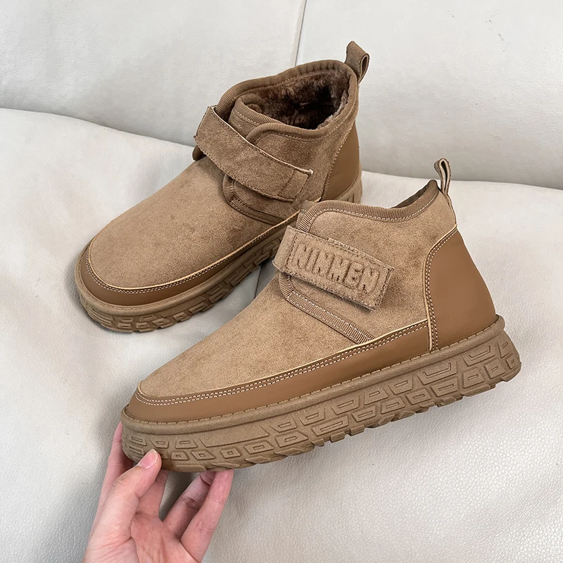 

Anti-Slip Winter Snow Boots Men's Casual Short Outdoor Thick Bottom Bread Shoe Magic Tape Northeast Cotton Shoe Leisure Boot