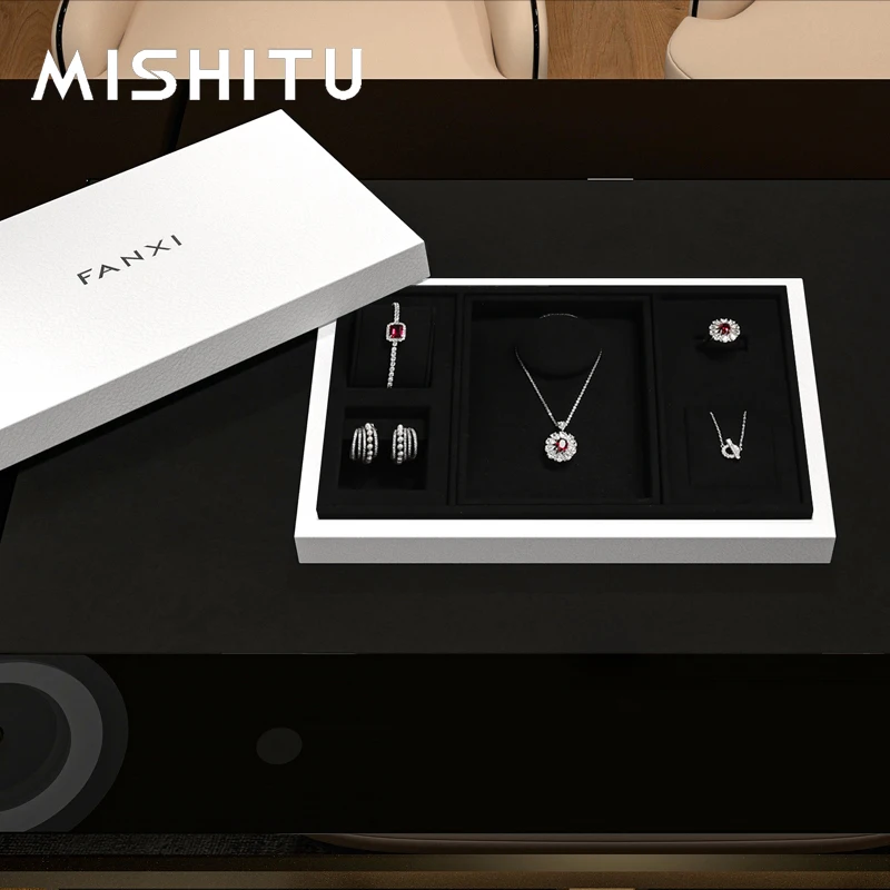 MISHITU New Design Jewelry Display Box Rings Earring Necklace Watch Combination Storage Tray Premium Jewelry Display Storage Box