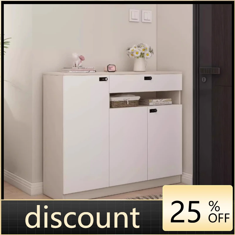 LMM solid wood shoe cabinet with shoe change stool entry door, household with lock light luxury entrance, living room entry door