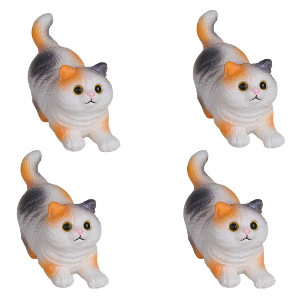 4 uds/se divertido DIY simulación adornos de gatito artesanía de resina escultura de gato de dibujos animados artesanía estatua de Animal decoración del hogar
