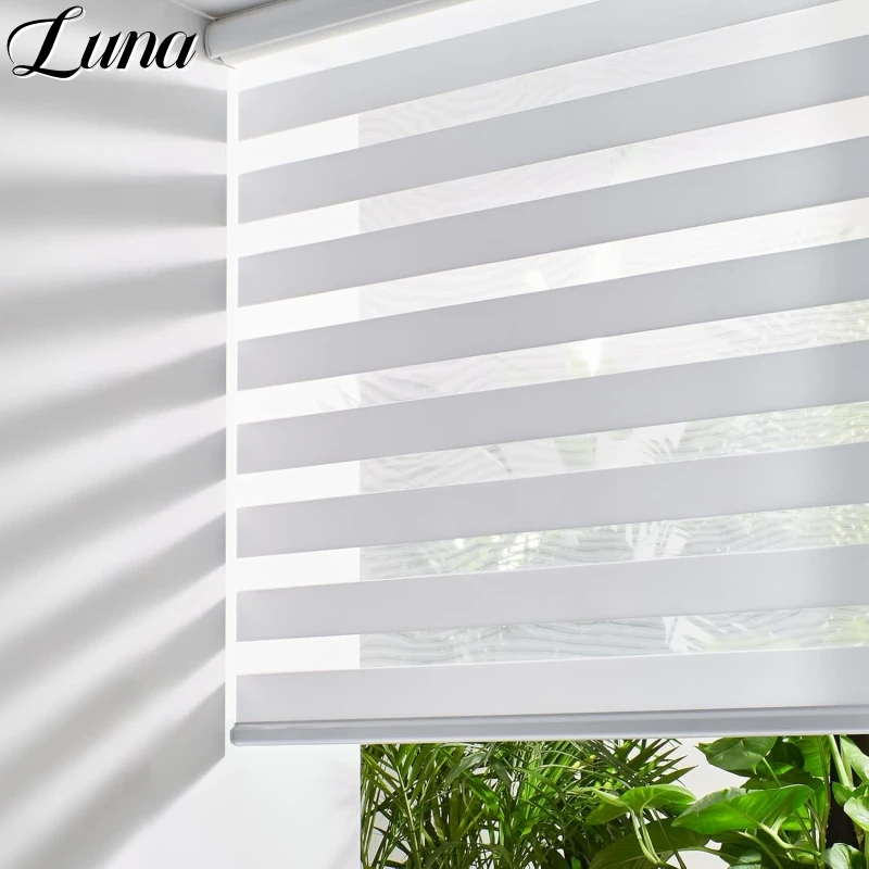 Persianas de Cuerda con Diseño de Cebra para Ventanas, Doble Capa, Filtrado de Luz, Modernas, para Privacidad, para el Hogar y el Dormitorio