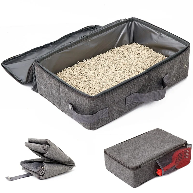

Foldable Cat For Travel Litter Tray Leakproof With Zipped Lid Portable Cat Toilet For Hotel Car Outdoors 35 X 45Cm Easy To Use