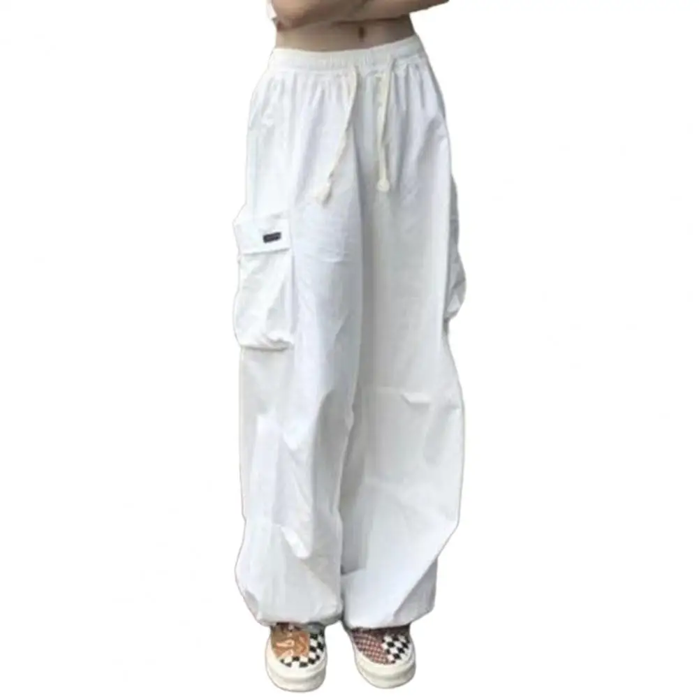 

Women Cargo Pants High Waist Drawstring Wide Leg Large Pockets Pants Jogger Trousers брюки женские