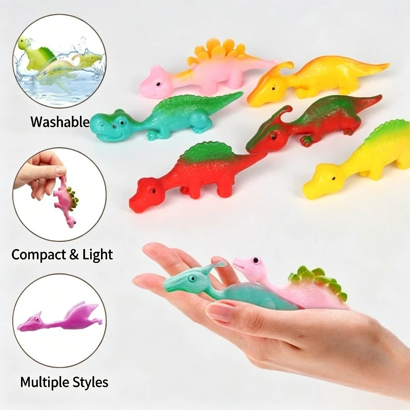 Shooting Small Dinosaur Fingers Slingshot Elasticity Decompression Sticky Music Decompression Pinching Music Sticky Wall Toy view 4