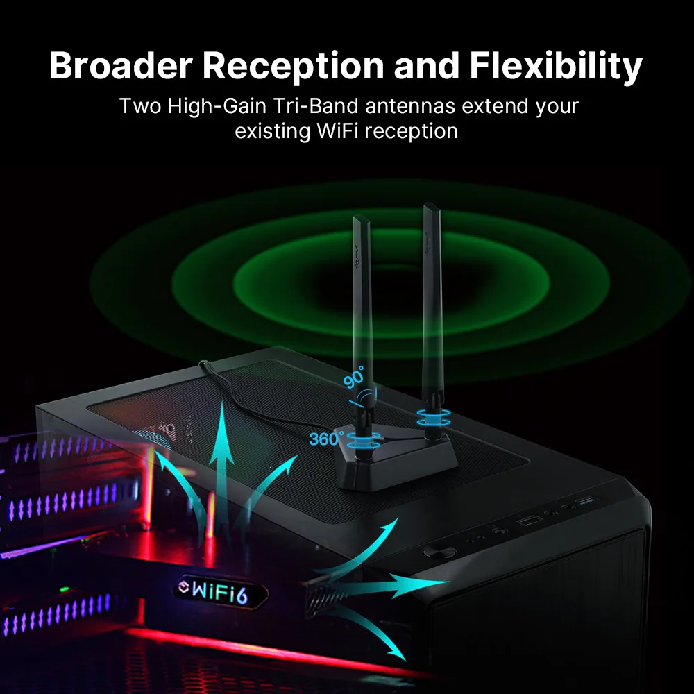 FENVI AXE3000RGB 5400M WiFi 6E AX210 For Bluetooth 5.3 Tri-Band 2.4G/5G/6Ghz Wireless PCIe WiFi Adapter WiFi 6 Card PC Win10/11