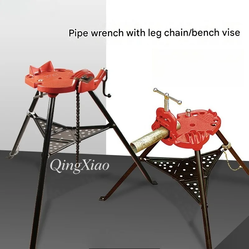 Collapsible Pipe Jack Stand With Built In Tool Tray And V Shaped Yoke Head For Plumbing Gas Fitting Maintenance Construction