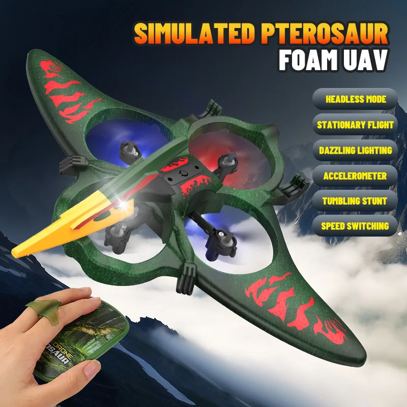 L0713 2.4G RC Pterosaur Drone - EPP Foam Crash-Resistant, 360° Stunt, One-Click Control, Colorful Winged Dinosaur Toy Plane