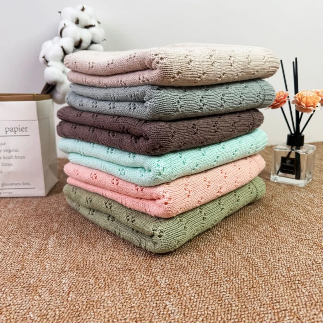 Knitted Baby Blanket Newborn 100% Organic Cotton Soft Baby Receiving Blankets Boy Girl Infant Swaddle Wrap Baby Sleeping Blanket