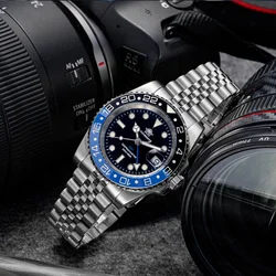 ADDIESDIVE Top Brand Stainless Steel GMT Men Quartz Watch Super Luminous AD2050 Reloj Hombre 200M Waterproof Luxury Dive Watches