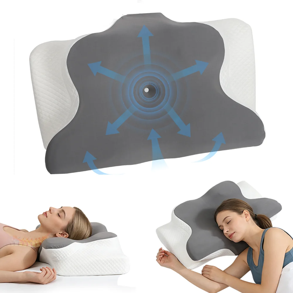 Cuscino ortopedico in memory foam a forma di farfalla, ideale per il sonno, per alleviare il dolore al collo e sostenere la zona addominale, confortevole e inodore.