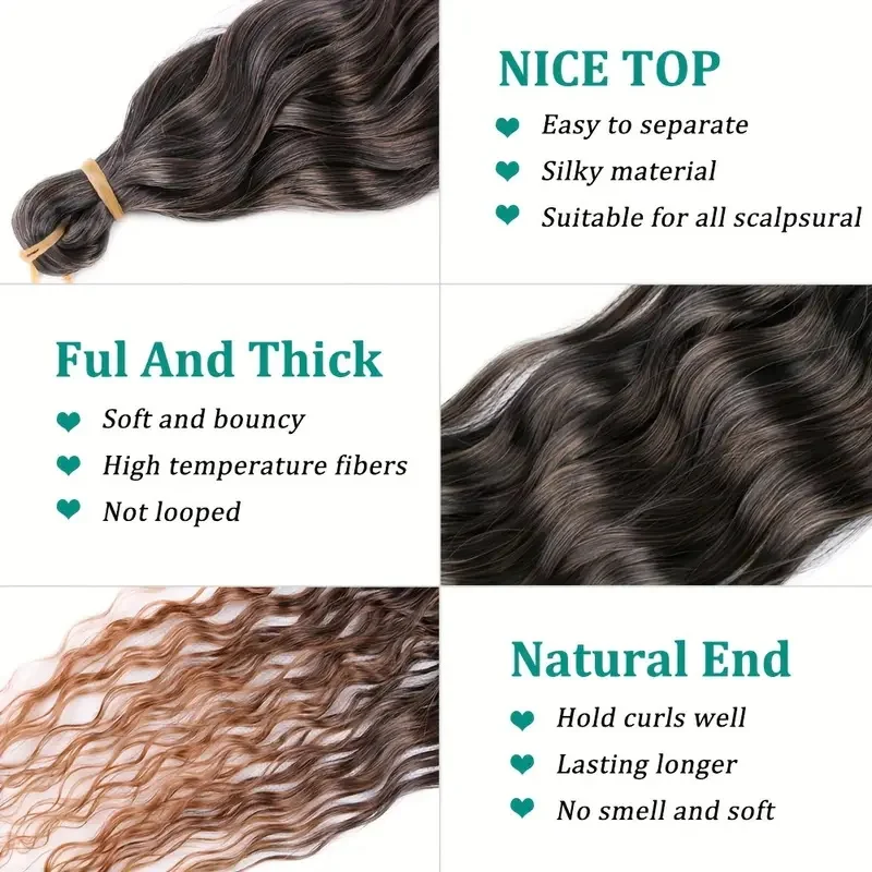 30 Polegada sintético longo encaracolado trança extensão do cabelo crochê para preto feminino longo onda profunda molhado e ondulado trança cabelo