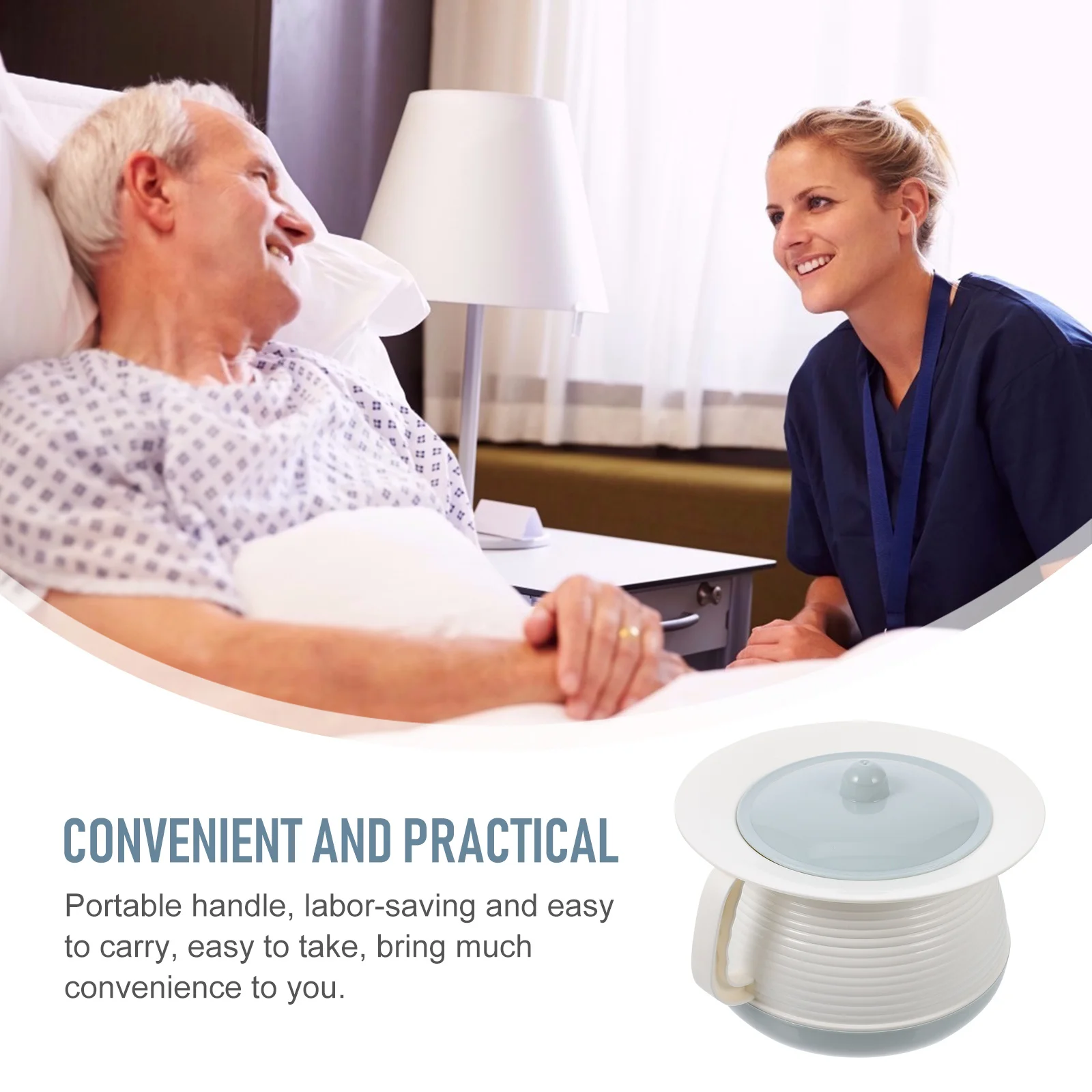 

1pc Thickened Sputum Urinal Portable Plastic Chamber Pot For Elderly Home Use With Cover Handle Drop Resistant Durable