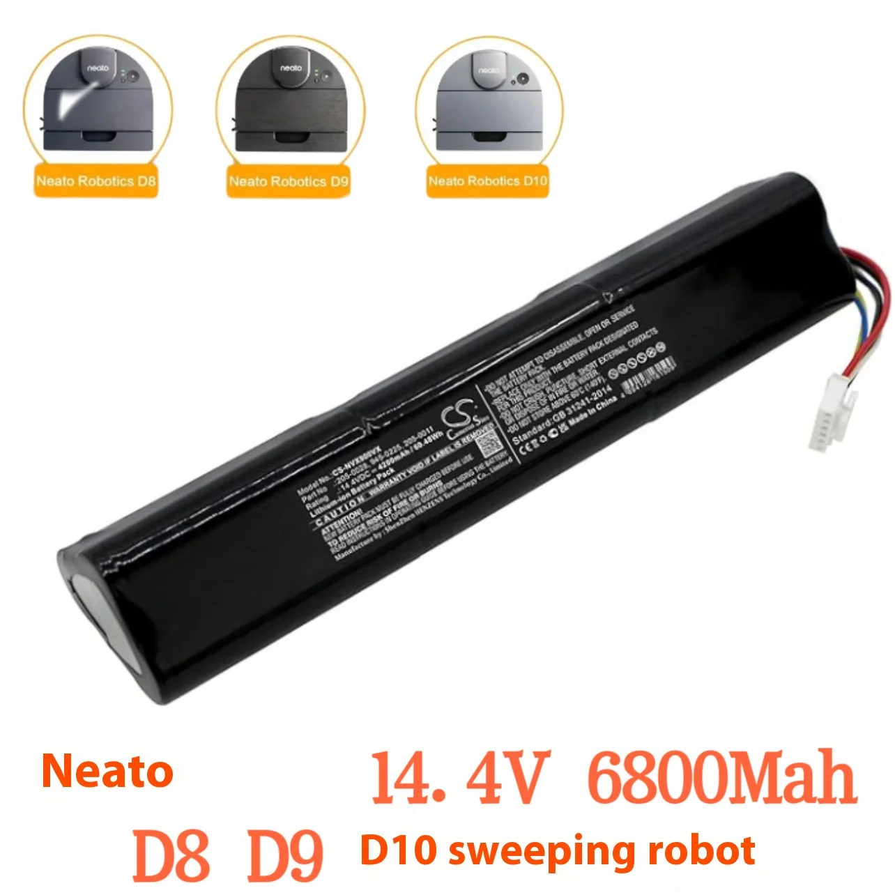 

6800mAh 14,4 V перезаряжаемая батарея для Neato D8 D9 D10 серии Аксессуары для робота-пылесоса