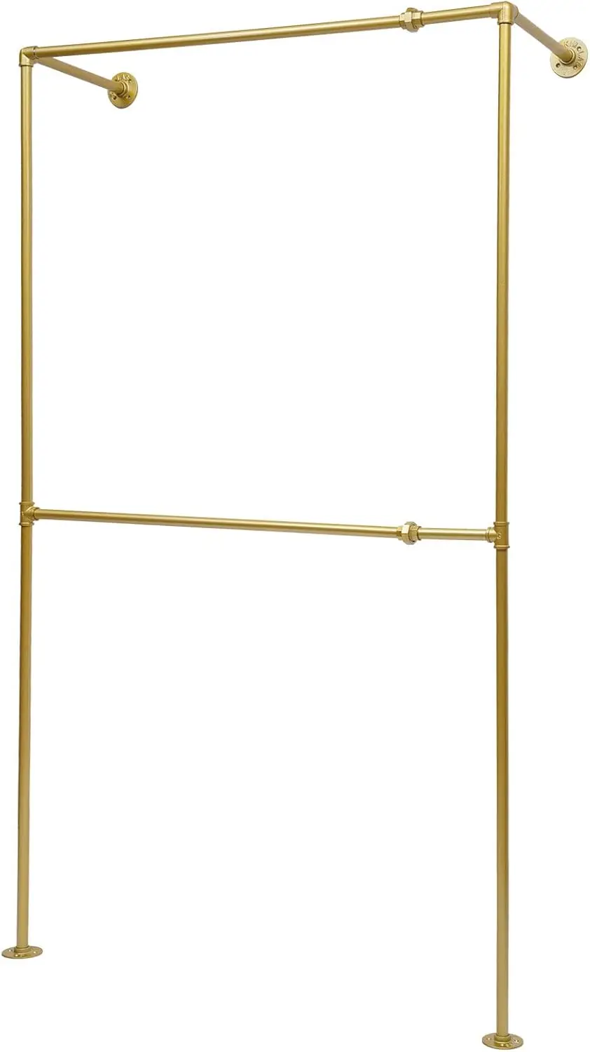 

Wall-Mounted Garment Rack ,Modern Simple Clothing Store Heavy Metal Display Stand Garment Bar,Clothes Rail,Bathroom Hanging Towel Rack,Multi-purpose Hanging Rod for Closet Storage (Gold Square
