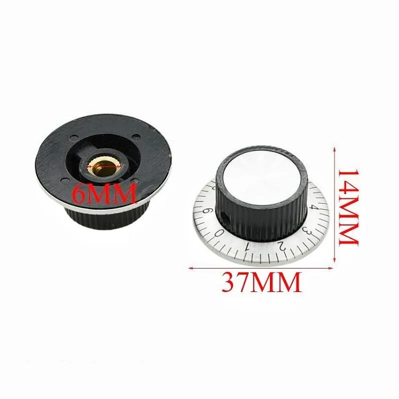 2pcs Digital Dial Metal Surface Potentiometer Cap 0-9 C3 Knob Switch Caps 37X15mm Hole 6mm