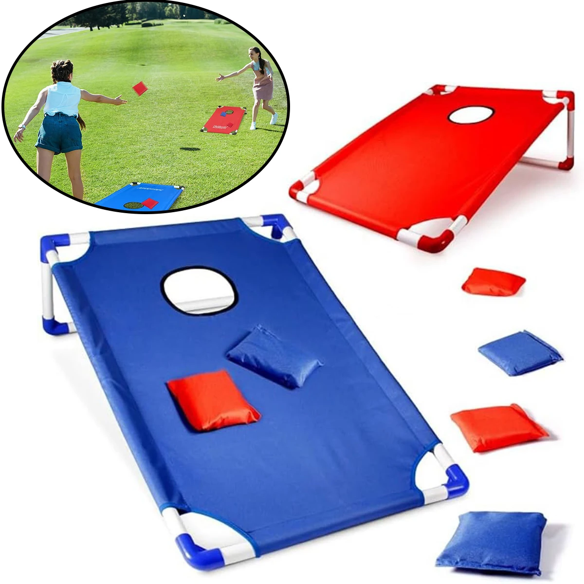 

Портативный набор Cornhole — складная игра для броска на свежем воздухе для всех возрастов, праздничных вечеринок и развлечений, семейных мероприятий