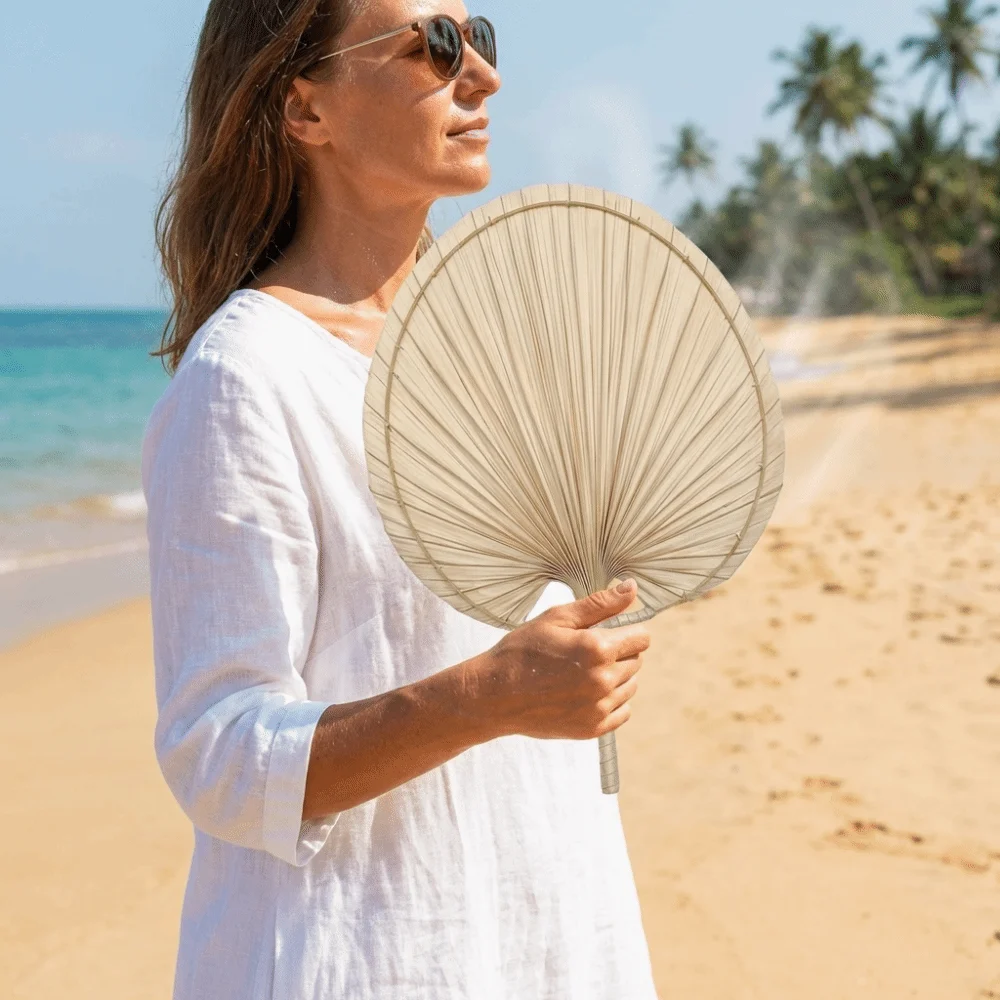 Anti-Mosquito Hand-woven Palm-Leaf Fan Lightweight Chinese Style Summer Cooling Fan Durable Natural Cattail Fan Photo Prop