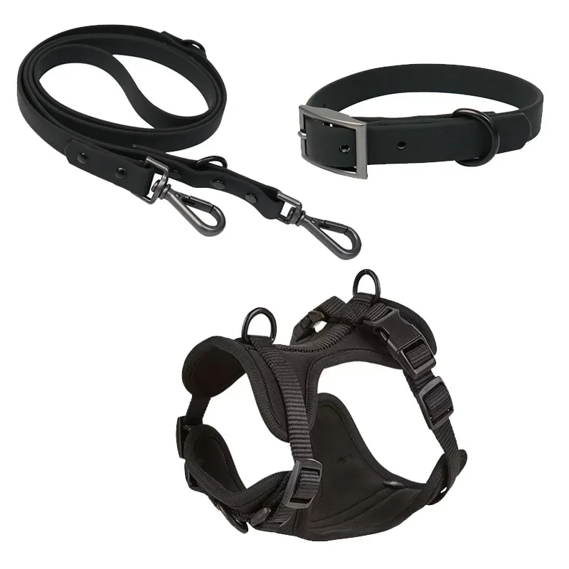 

New Pet Dog Straps and Straps Deluxe Waterproof PVC Dog Straps and Dog Poo Bag Dispensers Leather Collar Set